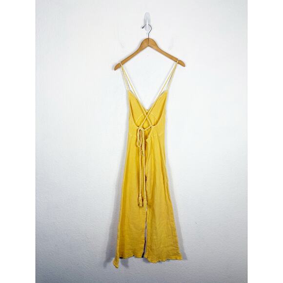 Jen’s Pirate Booty Gozzo Yellow Jumpsuit XS Halter Crop Wide Leg Terry Cloth - Picture 13 of 14